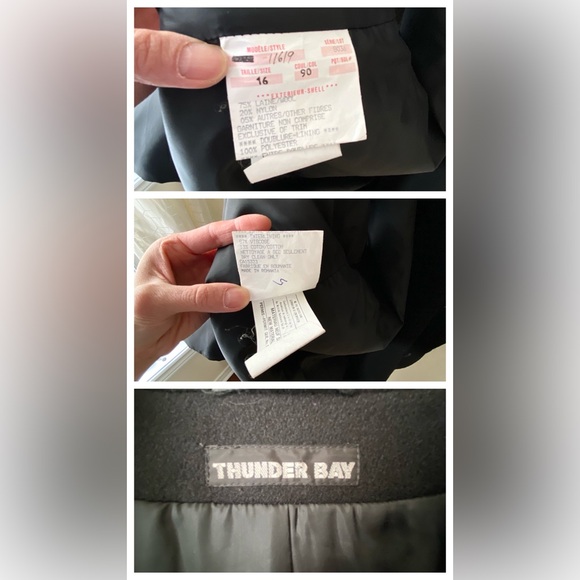 Vintage black wool blend coat with velvet panels - Picture 15 of 15